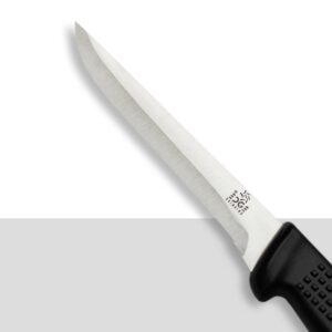 Hollow-Grind Stainless Steel Butcher Knife with Black Handle  6"