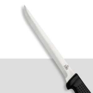 Hollow-Grind Stainless Steel Butcher Knife with Black Handle  8"